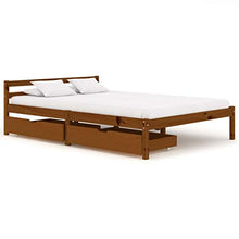SKM Giroletto con 2 Cassetti Marrone Miele Legno di Pino 140x200 cm (30.25kg)