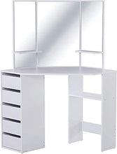 Armadietto di immagazzinaggio cosmetici cassetti specchio con tre camere da letto comò,White