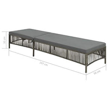 vidaXL Lettino Prendisole in Polyrattan Grigio con Cuscini Regolabile Sdraio