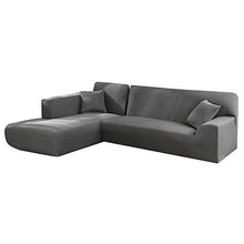 seebesteu Copridivano con Penisola Chaise Longe Elasticizzato per Divano a Forma di L (Grigio, 3 Posti+3 Posti)
