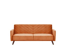 Beliani Divano Letto in Velluto Arancione Gambe in Legno a 3 Posti Design Retró Senja