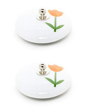 Abc_bagno Tappo Lavabo in Porcellana Decorato Tulipan, 2PZ