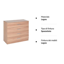 HOMCOM Cassettiera Salvaspazio in Legno, Comò con 4 Cassetti per Camera da Letto, Rovere, 72x33.5x67cm