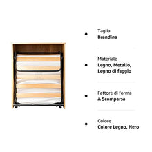 Le Chic Arredamenti Mobile Letto Singolo a Scomparsa con Materasso Alta densità e Rete a doghe Struttura Girevole Finitura Rovere Tabacco
