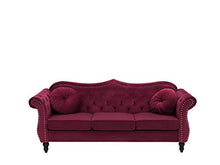 Beliani Divano in Velluto Rosso a 3 Posti in Stile Chesterfield con Cuscini retrò Skien
