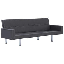 Tidyard Divano Letto con Braccioli in Similpelle,Divano Transformabile in Lettino Grigio