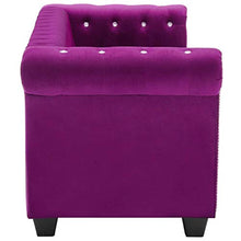 vidaXL Divano Chesterfield a 3 Posti Velluto Viola Sdraio Sofa Arreddo Salotto