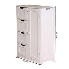 Kylinqaz Mobile da Bagno in Legno, Armadio Contenitore Laterale con 4 cassetti e 1 Armadio, Bianco