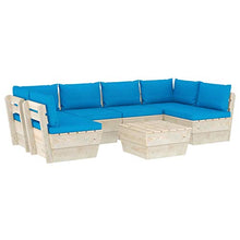 FAMIROSA Set Divani da Giardino su Pallet 7 pz con Cuscini Legno Abete-3592