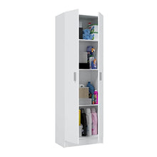 Furniturefactor Kawai A3 Armadio Multiuso, 59 x 37 x 180 H, melamina, White, 180 x 59 x 37 cm