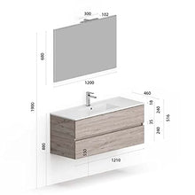 Yellowshop. - Mobile Bagno sospeso 120 cm Stile Moderno 2 cassetti lavabo specchiera LED MOD. Andre Plus (Cenere)