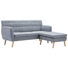 Tidyard Divano Angolare 3 Posti, Chaise Longue Removibile, 171,5x138x81,5 cm Grigio Chiaro