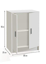 Habitdesign Armadio Multiuso Basso, 2 Ante, Rifinito in Colore Bianco, Misure: 59 cm (Larghezza) x 80 cm (Altezza) x 37 cm (profondità)