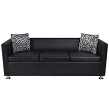 FAMIROSA Set Divani a 3 e a 2 Posti in Similpelle Nero