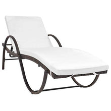 FAMIROSA Lettino Prendisole con Cuscino in Polyrattan Marrone-2883