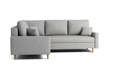 La Petite Maison - Divano angolare convertibile con 2 cassetti, 230 x 72 x 180 cm, colore: Grigio chiaro