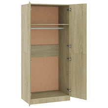 Montloxs Armadio a 2 Ante, Mensola Grande con Barra Appendiabiti, mobili per Camera da Letto, 80x52x180 cm, Rovere Sonoma