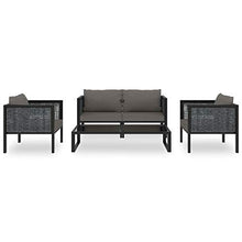Tidyard Set Mobili in Rattan da Esterno con Tavolino, 2 Poltrone e Divano con Cuscini,per Giardino, Terrazza e Balcone,Colore Antracite, Nero