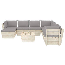 SKM Set Divani da Giardino su Pallet 9 pz con Cuscini Legno Abete (171.2kg) Grigio