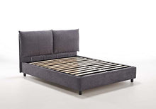 Evergreenweb-Letto Contenitore matrimoniale Imbottito sfoderabile Moderno e di design con rete a doghe legno per Materassi Matrimoniale, Elegante Testiera con Doppi Cuscini (Grigio, 160x195)