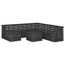 FAMIROSA Set Divani da Giardino su Pallet 9 pz Legno Pino Grigio Scuro-3763