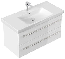 emotion Lavabo con mobiletto, Legno, Bianco Lucido, 100, 2 unità