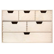 Creative Deco Mini Cassettiera in Legno | 6 Cassetti | 42 x 20 x 28.5 cm (+/- 1 cm) | Scatola Armadio di Stoccaggio | Compensato Non Verniciato | Perfetto per Conservare. Decoupage e Decorazioni