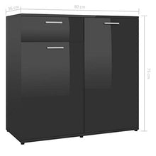 vidaXL Credenza in truciolato nero lucido, 80 x 36 x 75 cm
