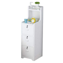 Comodini ultra-stretto comodino con alto deposito e serratura 3 cassetti grande capacità armadio semplice spessore piastra materiale FANJIANI (colore : Bianco, Dimensioni: 30X35X70CM)