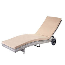 Mendler Lettino Regolabile da Esterno HWC-D80 polyrattan Grigio con Cuscino Beige
