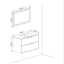 Kiamami Valentina MOBILE BAGNO BIANCO LUCIDO 90CM MANIGLIA NERO OPACO E SPECCHIO A LED | PARIGI