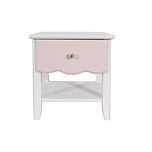 M&Z - Comodino bianco e rosa, in legno, con 1 cassetto, mobile portaoggetti, tavolo da notte, 45,7 x 35,5 x 49 cm