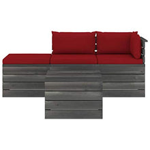 FAMIROSA Set Divani da Giardino su Pallet 4 pz con Cuscini Massello Pino-1788