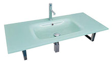 Lavabo in Cristallo Colore Acquamarina cm 100x46 con Supporto in Acciaio Inox