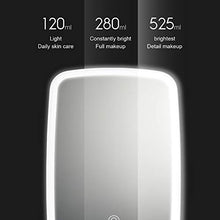 Dewanxin - Specchio cosmetico a LED, con Luce, Schermo Touch, USB Ricaricabile, Angolo Regolabile, per Bagno e toeletta, Bianco