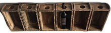 Cantinetta portabottiglie in legno e ferro da parete muro 6 posti fatta con vecchie forme di mattoni