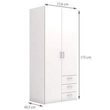 Esidra, Armadio Bianco con 3 cassetti, 78x49x175cm