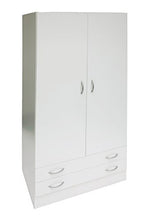 Dmora AR1026 Armadio, Ante e Due Cassetti, Legno, Bianco, 80x52x170 cm