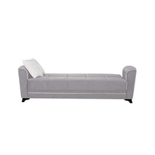 Divano Letto 3 Posti in Vellutino Grigio con Contenitore 232x85xh.90 Cm