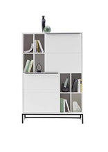 Armadio alto in metallo opaco moderno stile industriale, bianco e nero, 100 cm, M48158WS2