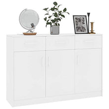 Tidyard Credenza con 7 Cassetti Bianca 50x34x96 cm in Truciolato, Credenza Cucina Moderna, Cassettiera per Salotto e Cucina
