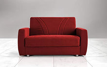 Divano 2 posti in tessuto rosso lavabile - cm. 158 x 87 x 92. con schienale reclinabile.