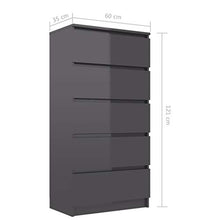 Sideboard mit Schubladen Hochglanz-Grau 60x35x121 cm Spanplatte