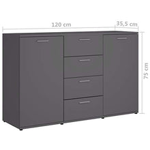 Sideboard Grau 120×35,5×75 cm Spanplatte