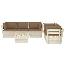 SKM Set Divani da Giardino su Pallet 6 pz con Cuscini Legno Abete (122.7kg) Grigio Talpa