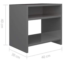 Kshzmoto Comodino in Materiale truciolare Grigio Lucido, Pratico Comodino per Camera da Letto familiare 40 x 30 x 40 cm (Larghezza x profondità x Altezza)