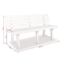 Panca da giardino bianca resistente alle intemperie per 3 persone, 145,5 x 49 x 74 cm