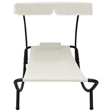Festnight Lettino Prendisole con Baldacchino e Cuscini Lettino da Sole da Giardino Esterno 200 x 90 x 112 cm per Mare Spiaggia Campeggio Piscina
