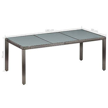 SKM Set da Pranzo da Giardino 9 pz con Cuscini in Polyrattan Grigio (87.5kg)