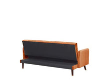 Beliani Divano Letto in Velluto Arancione Gambe in Legno a 3 Posti Design Retró Senja